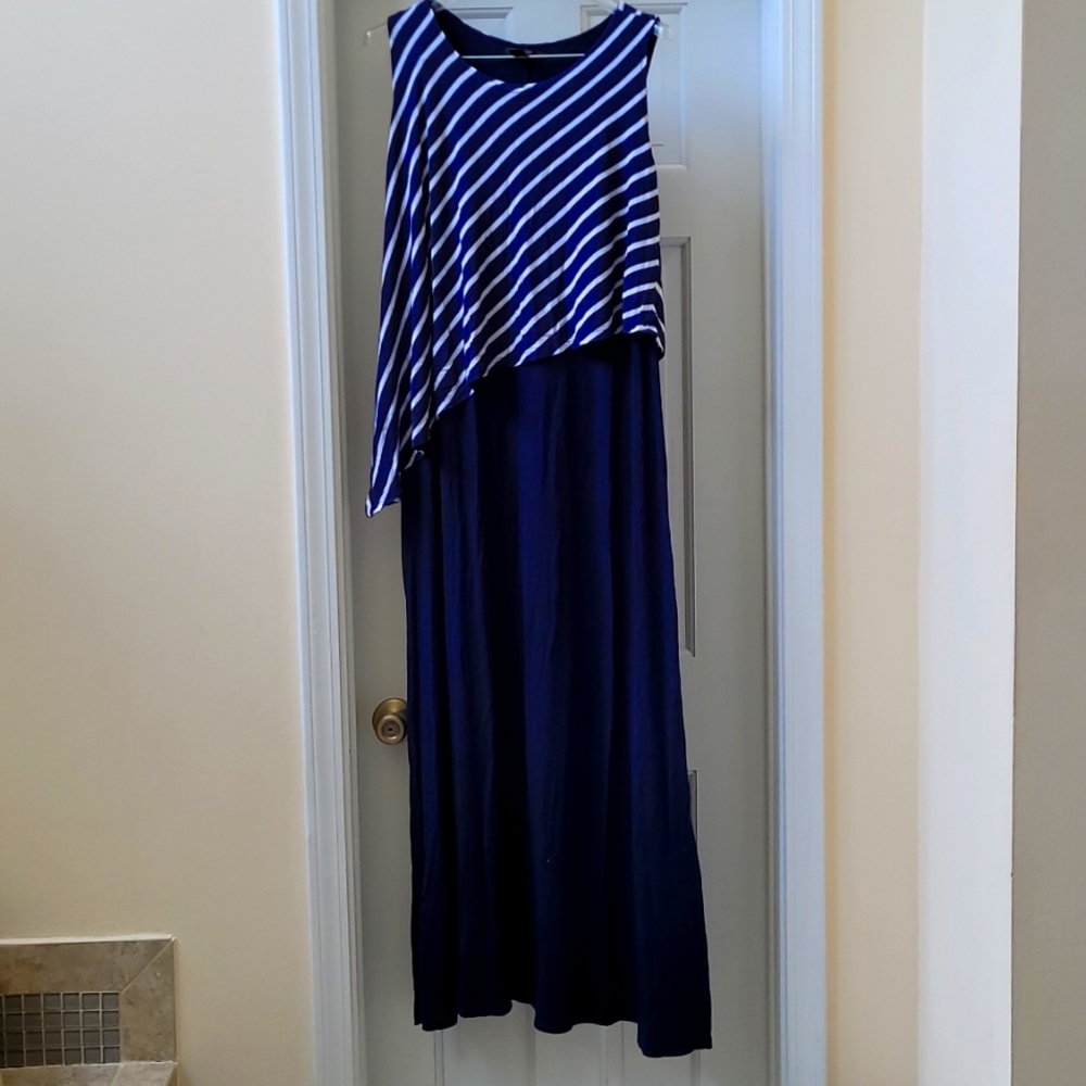 Blue and white overlay maxi dress size xl
